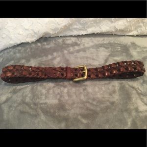 Genuine Brown Leather Braided Belt